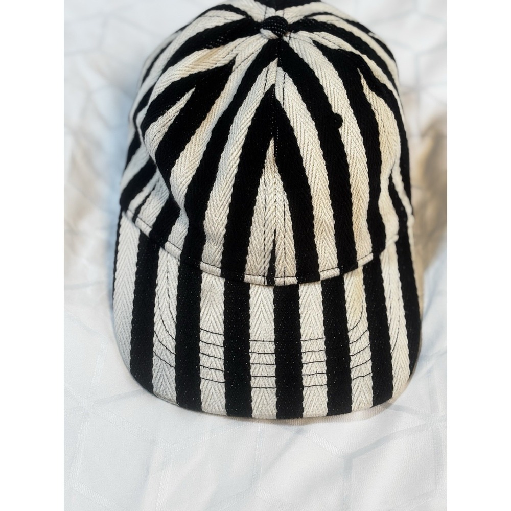 Beetle Juice Style Hat Cap Black White Textured Striped Referee Costume Baseball